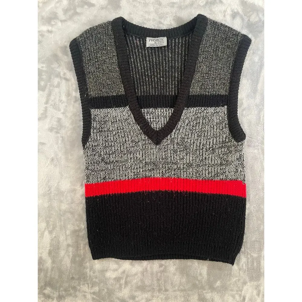 Vintage 80’s striped sweater vest deep V-neck small Menendez colorblock unisex S